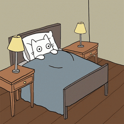 Cartoon Bed With Cat Pillow GIF
