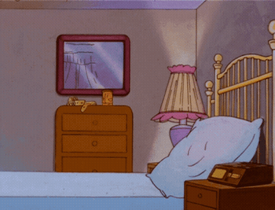 Cartoon Bedroom With Pillow And Dresser GIF