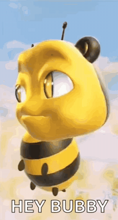 Cartoon Bee Flying With Hey Bubby GIF