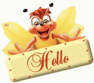 Cartoon Bee Holding Hello Sign GIF