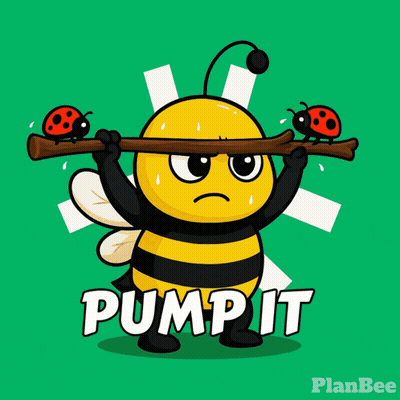 Cartoon Bee Holding Stick Pump It GIF