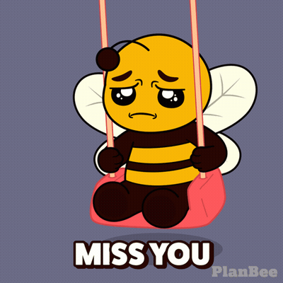 Cartoon Bee On Swing Saying Miss You GIF