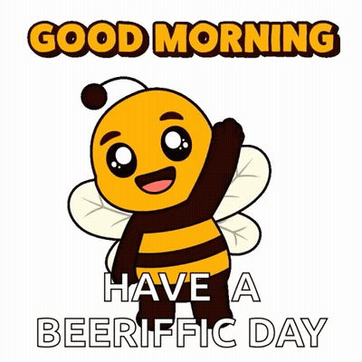 Cartoon Bee Saying Good Morning And Have A Beerific Day GIF