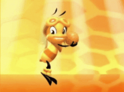 Cartoon Bee Wearing Goggles Holding Ball GIF
