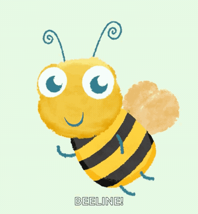 Cartoon Bee With Beeline Text GIF