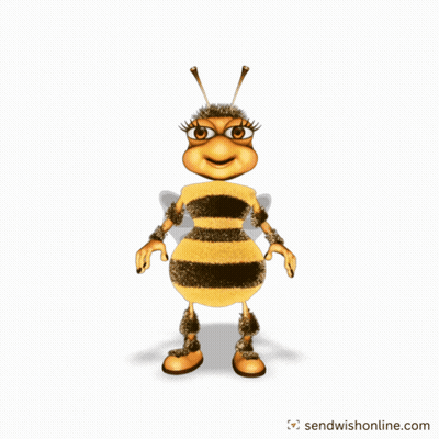 Cartoon Bee With SendWishOnline.com GIF