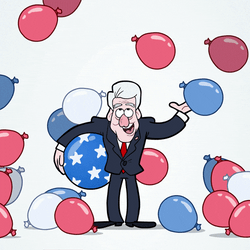 Cartoon Bill Clinton Balloons GIF