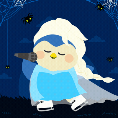 Cartoon Bird Dressed As Elsa From Frozen GIF