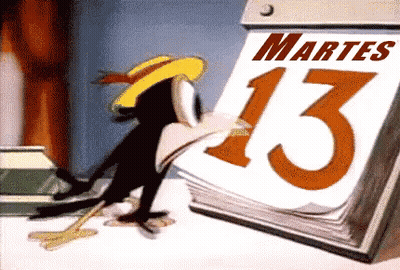 Cartoon Bird Looking At Calendar Saying Martes GIF