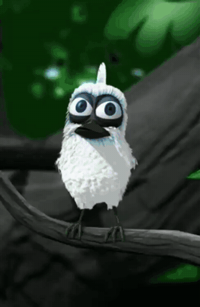 Cartoon Bird Sitting On Branch GIF