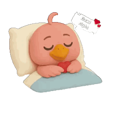Cartoon Bird Sleeping With Good Night Sign Sticker
