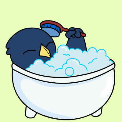 Cartoon Bird Taking A Bath In Bathtub GIF