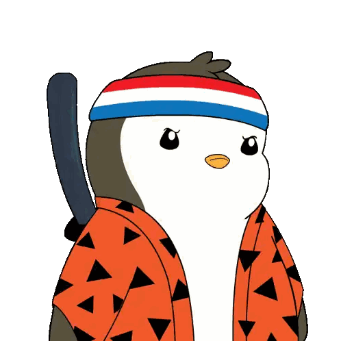 Cartoon Bird Wearing Headband And Orange Jacket Sticker