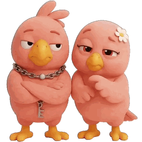 Cartoon Birds Standing Crossed Arms Sticker