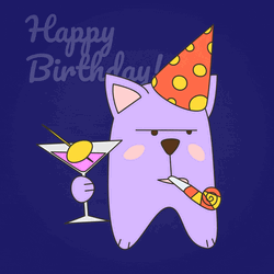 Cartoon Birthday Cat Martini Drink