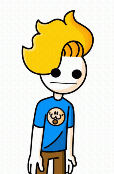 Cartoon Blonde Hair Smiley Face Shirt GIF