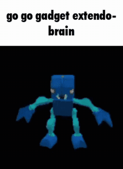 Cartoon Blue Arms Go Go Gadget Extendo Brain GIF