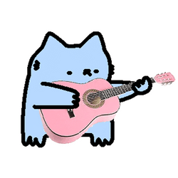 Cartoon Blue Cat Playing Guitar GIF