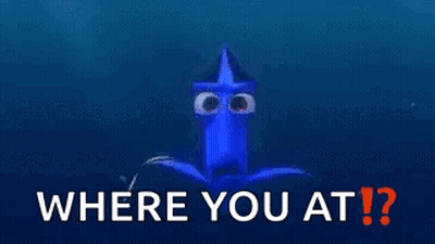 Cartoon Blue Character Eyes Saying Where You At GIF