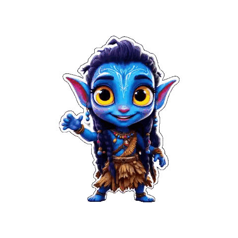 Cartoon Blue Face Waving Sticker
