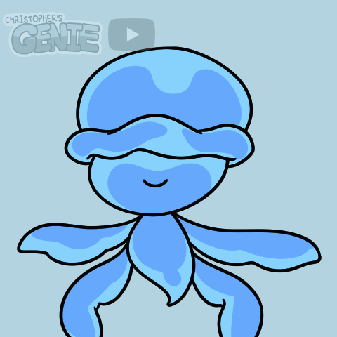 Cartoon Blue Jellyfish With Name Christopher's Genie GIF