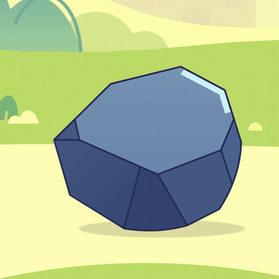 Cartoon Blue Rock In Grassy Area GIF