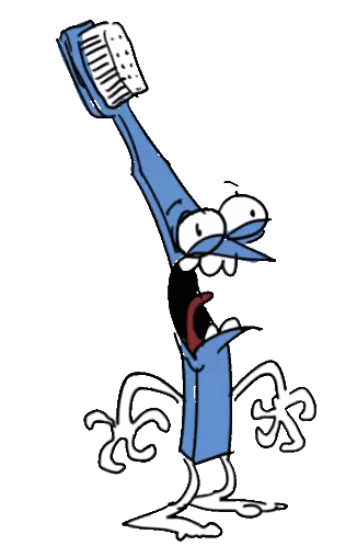 Cartoon Blue Toothbrush With Face Sticker