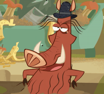 Cartoon Boar Wearing Black Hat GIF
