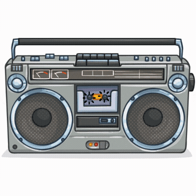 Cartoon Boombox With Cassette Player GIF
