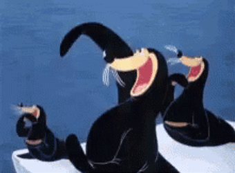 Cartoon Bouncing Seals Group GIF