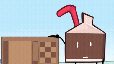 Cartoon Box With Red Straw GIF