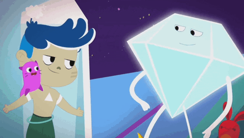 Cartoon Boy And Diamond With Arms And Legs GIF