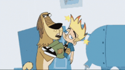 Cartoon Boy And Dog Talking GIF