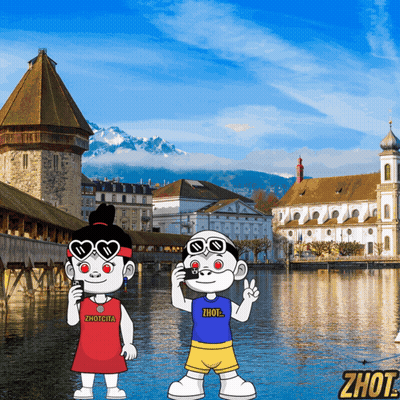 Cartoon Boy And Girl By Water With Zhot GIF