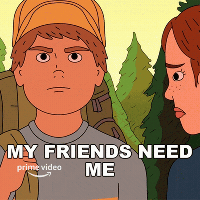 Cartoon Boy And Girl Saying My Friends Need Me GIF