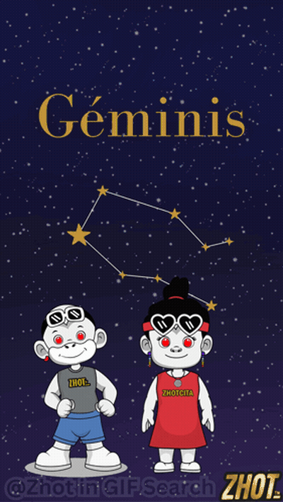 Cartoon Boy And Girl With Geminis GIF