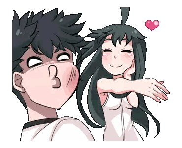 Cartoon Boy And Girl With Heart Above Sticker