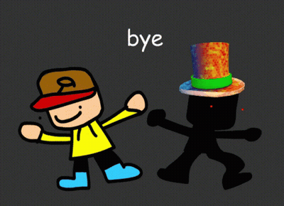 Cartoon Boy And Top Hat Bye GIF