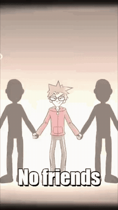Cartoon Boy Between Two Shadows Saying No Friends GIF