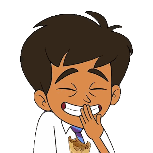 Cartoon Boy Covering Mouth Laughing Sticker