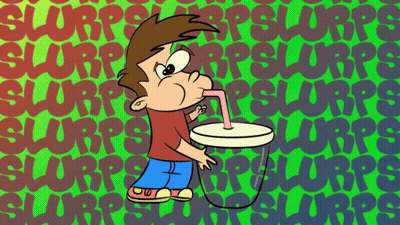 Cartoon Boy Drinking Cup With Straw GIF