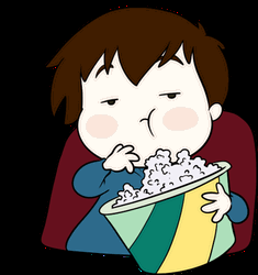 Cartoon Boy Eating Popcorn