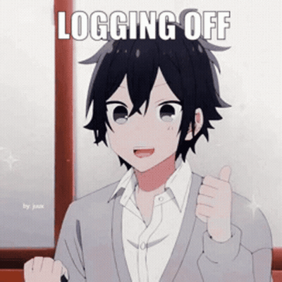Cartoon Boy Giving Thumbs Up Saying Logging Off GIF