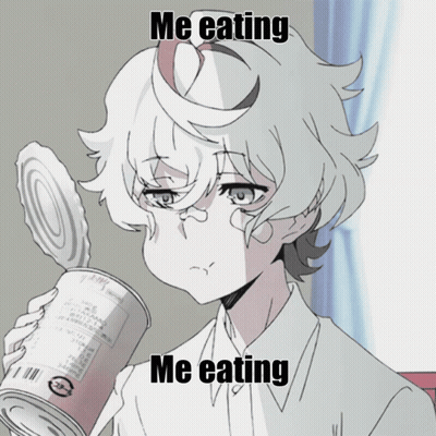 Cartoon Boy Holding Can Saying Me Eating GIF