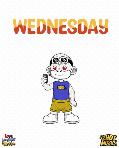 Cartoon Boy Holding Cell Phone Saying Wednesday GIF