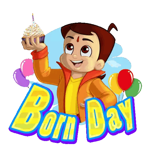 Cartoon Boy Holding Cupcake With Candle Sticker