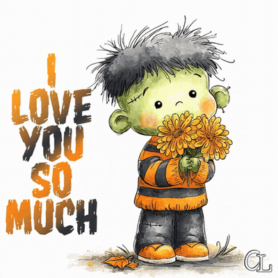 Cartoon Boy Holding Flowers Saying I Love You So Much