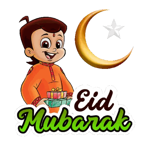 Cartoon Boy Holding Gift Eid Mubarak Sticker