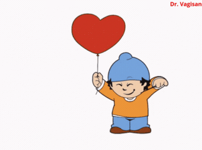 Cartoon Boy Holding Heart Shaped Balloon GIF