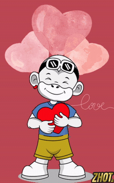 Cartoon Boy Holding Heart With Love GIF